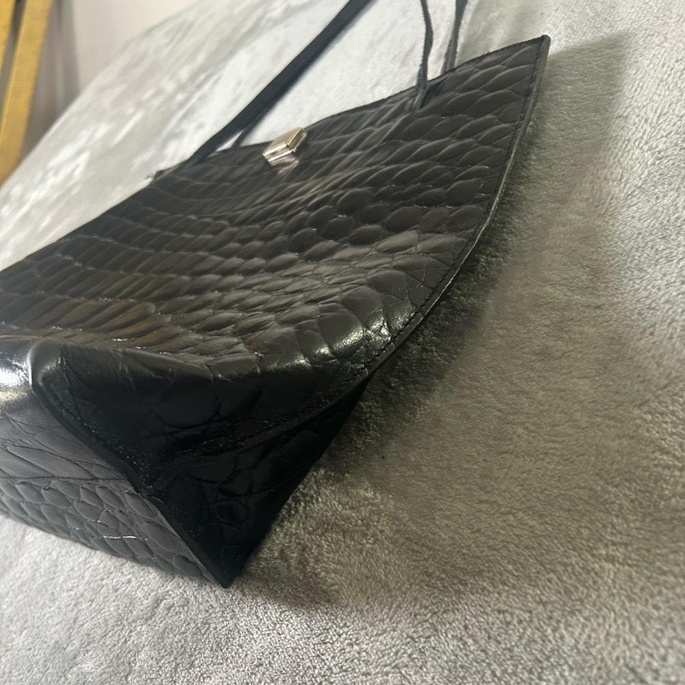 Furla crocodile embossed black leather tote bag - Picture 5 of 16